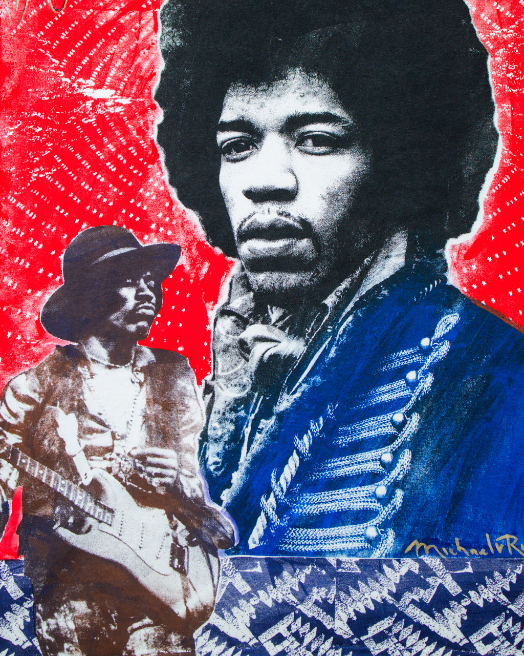 Michael Rios Print Jimi Hendrix AOP T (Autographed)