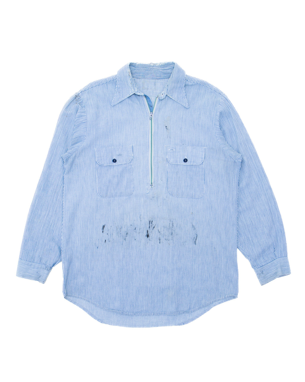 1960s Hickory Stripe 1/4 Zip Work Shirt