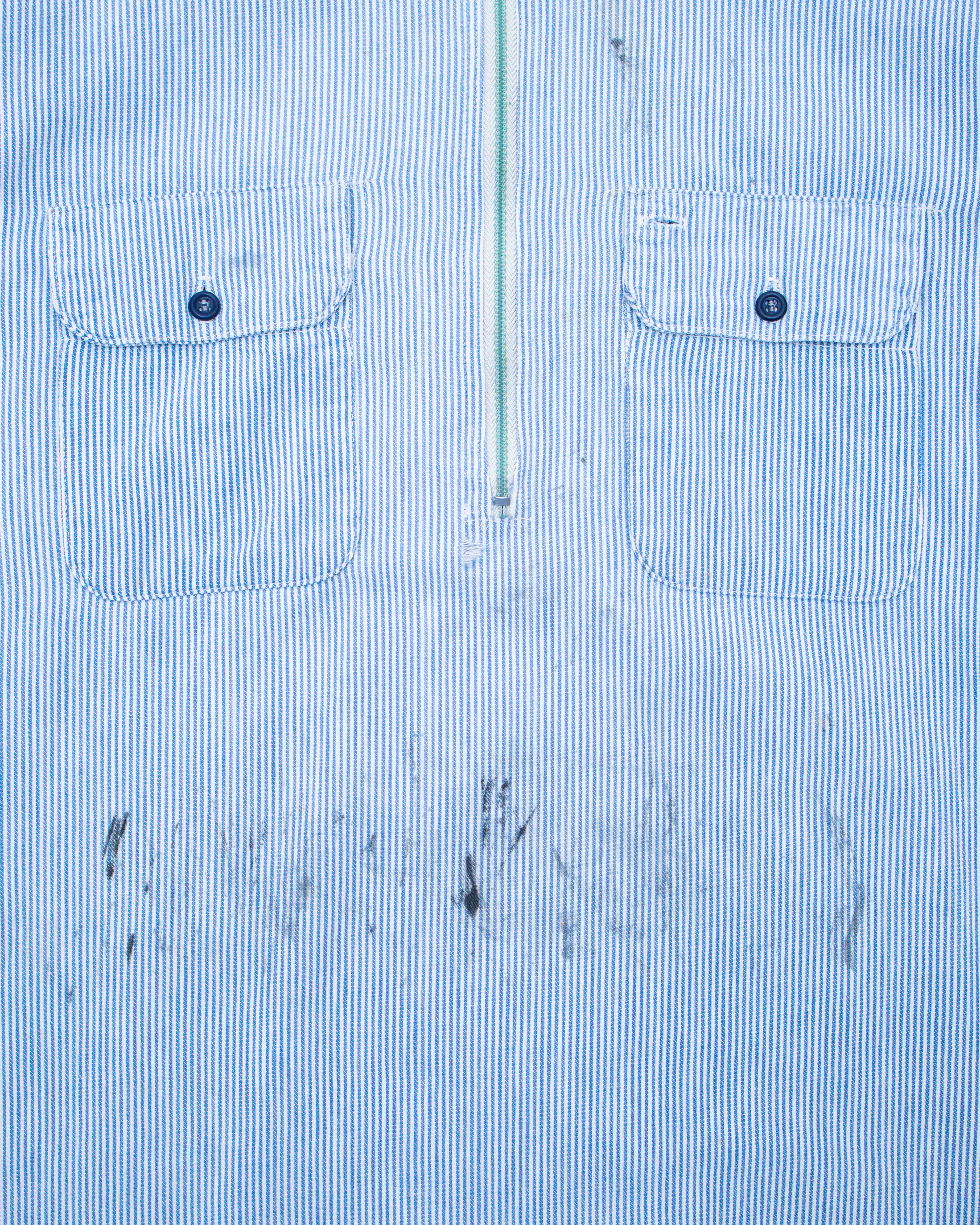 1960s Hickory Stripe 1/4 Zip Work Shirt