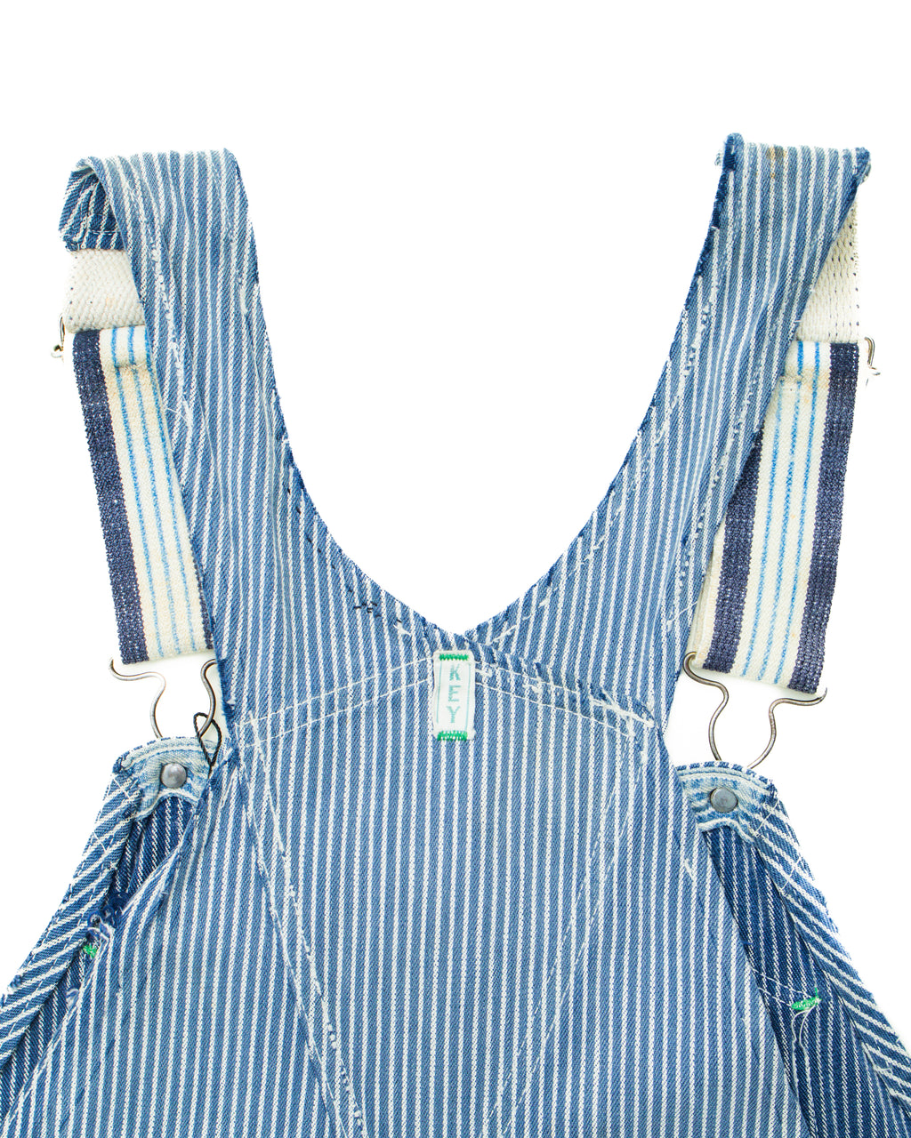 Key Imperial Hickory Striped Railroad Overall w/ Repairs