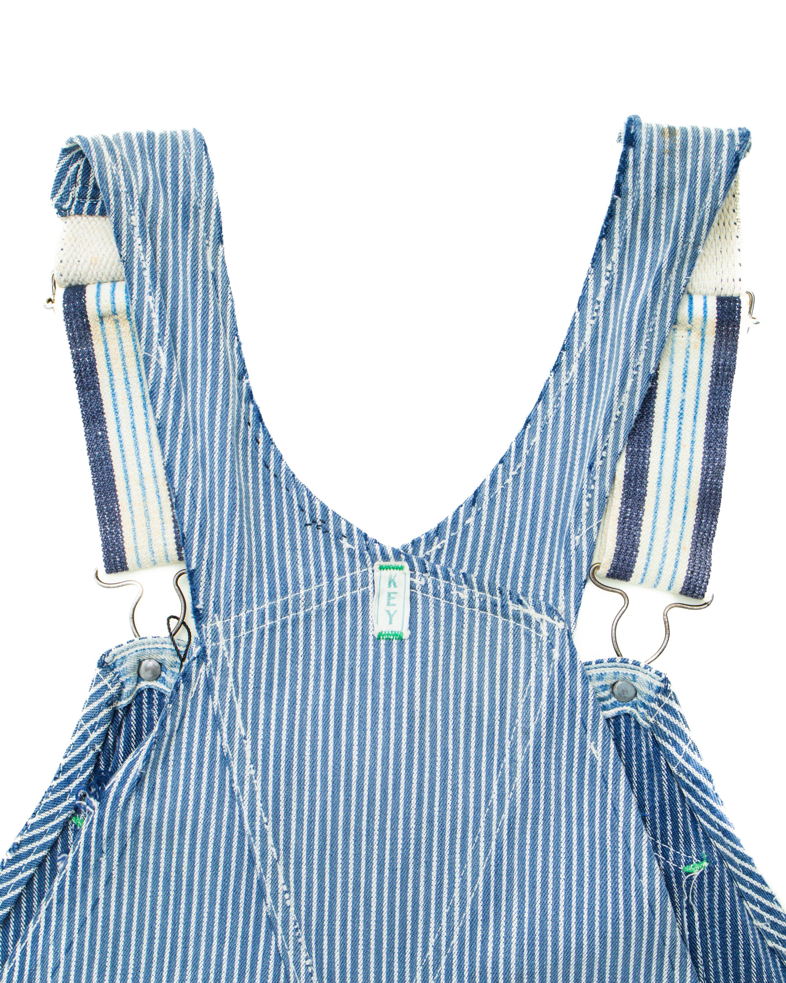 Key Imperial Hickory Striped Railroad Overall w/ Repairs