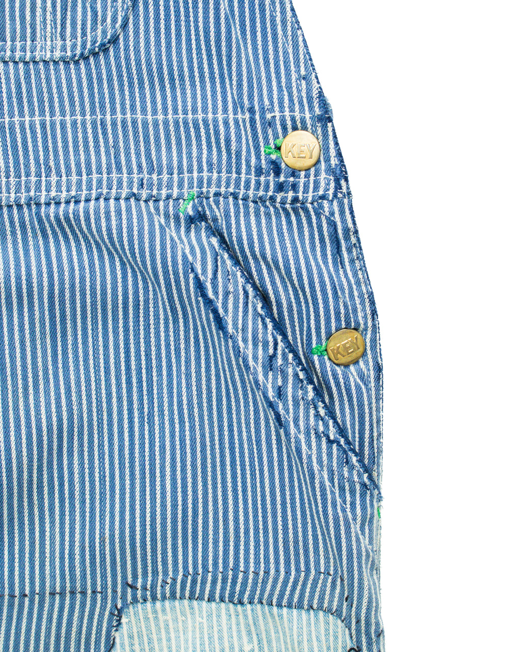 Key Imperial Hickory Striped Railroad Overall w/ Repairs