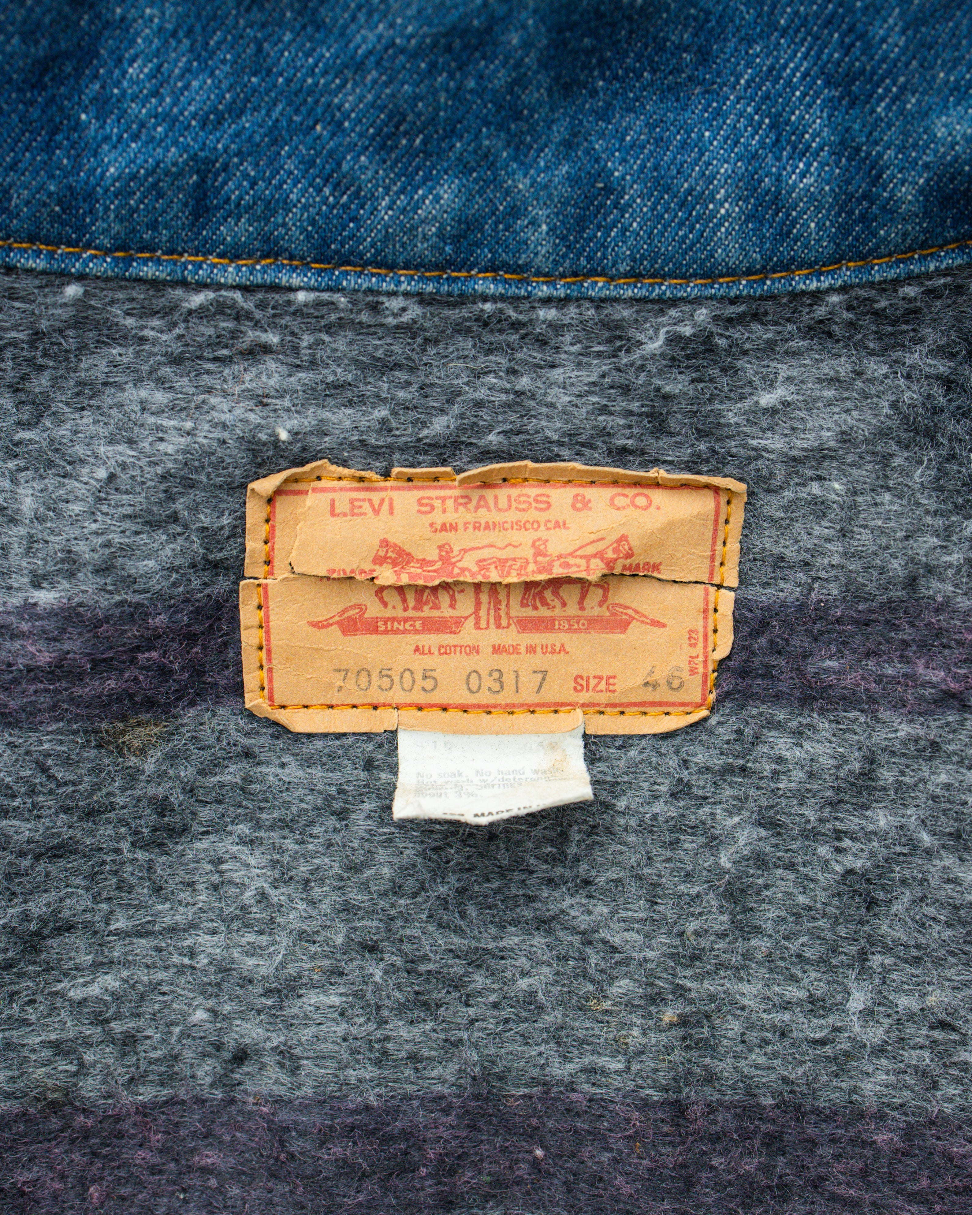 1980s Levis Blanket Lined Medium Wash 46 Jacket