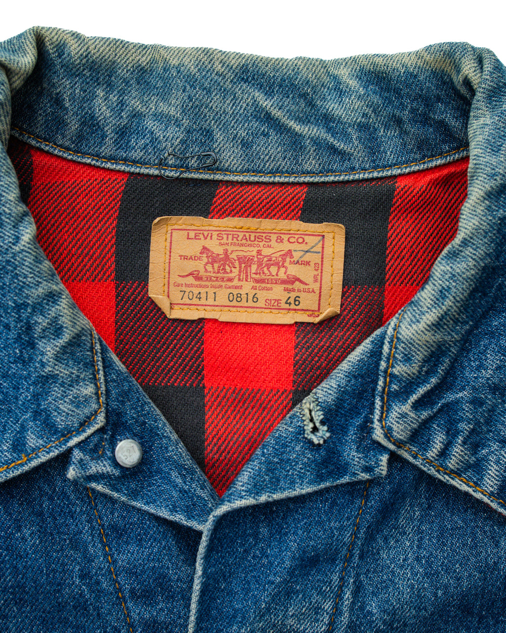 1980s Levi's Buffalo Plaid Trucker Jacket 46