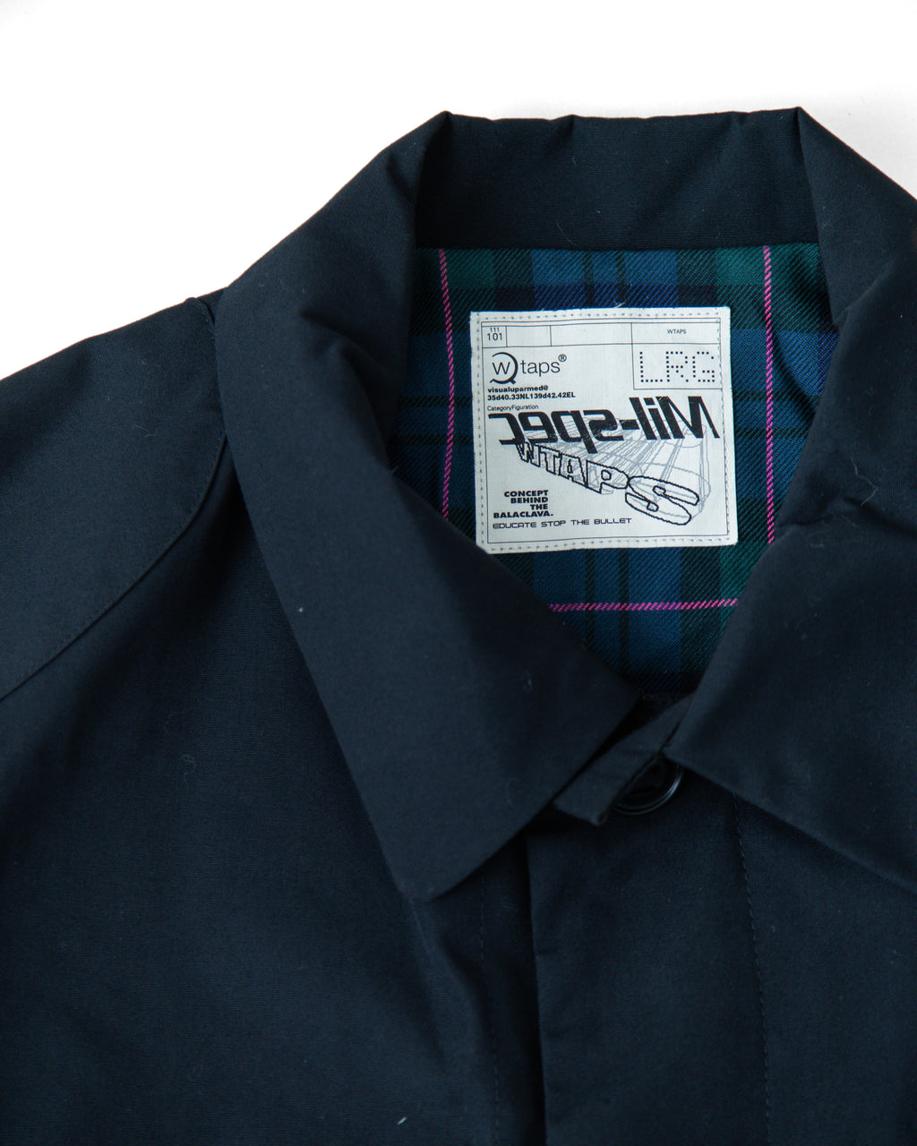 2000s WTAPS Black Plaid Lined Overcoat Jacket