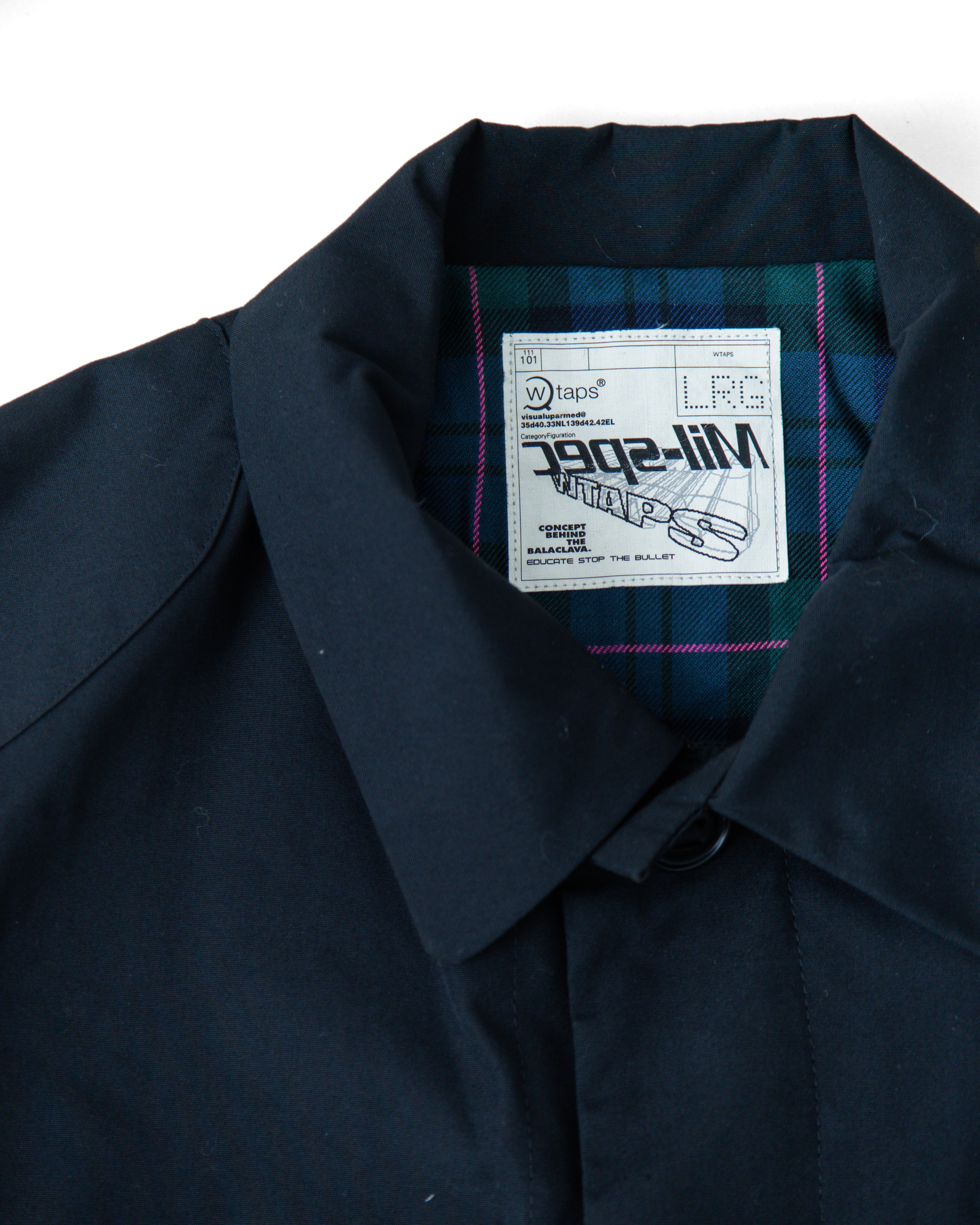 2000s WTAPS Black Plaid Lined Overcoat Jacket