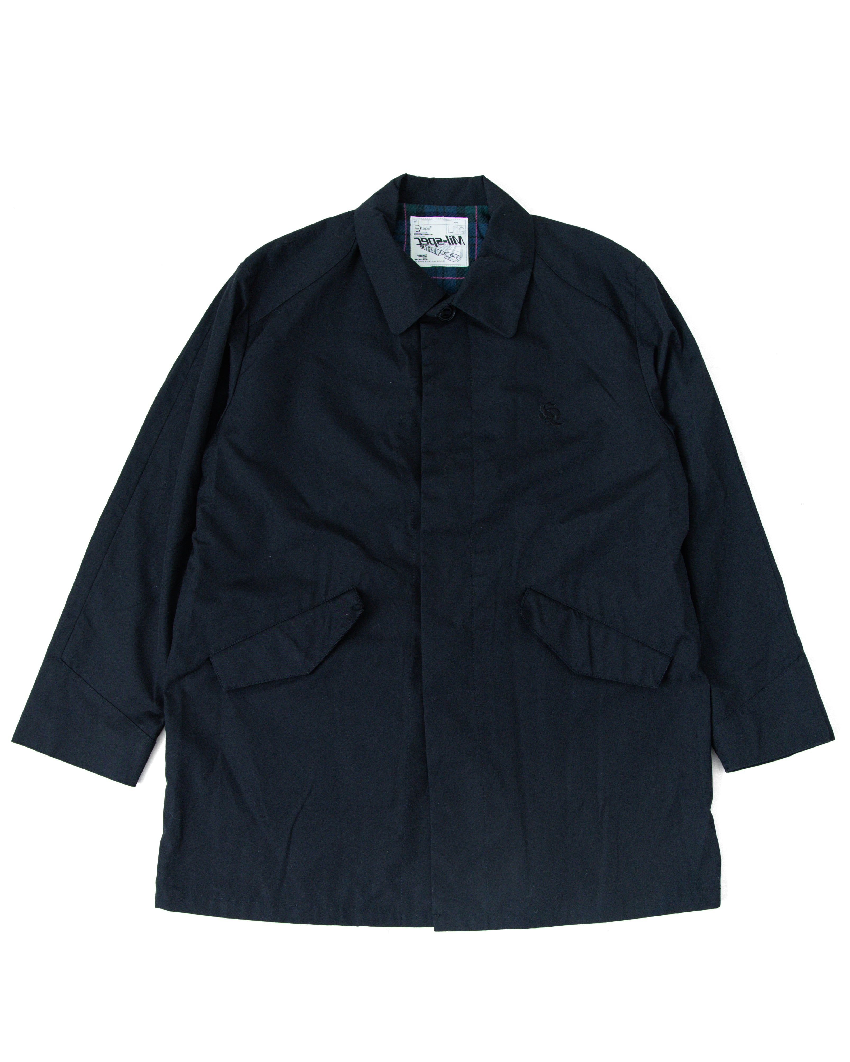 2000s WTAPS Black Plaid Lined Overcoat Jacket