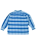 2000s Neighborhood Blue Plaid Chain Stitch Flannel