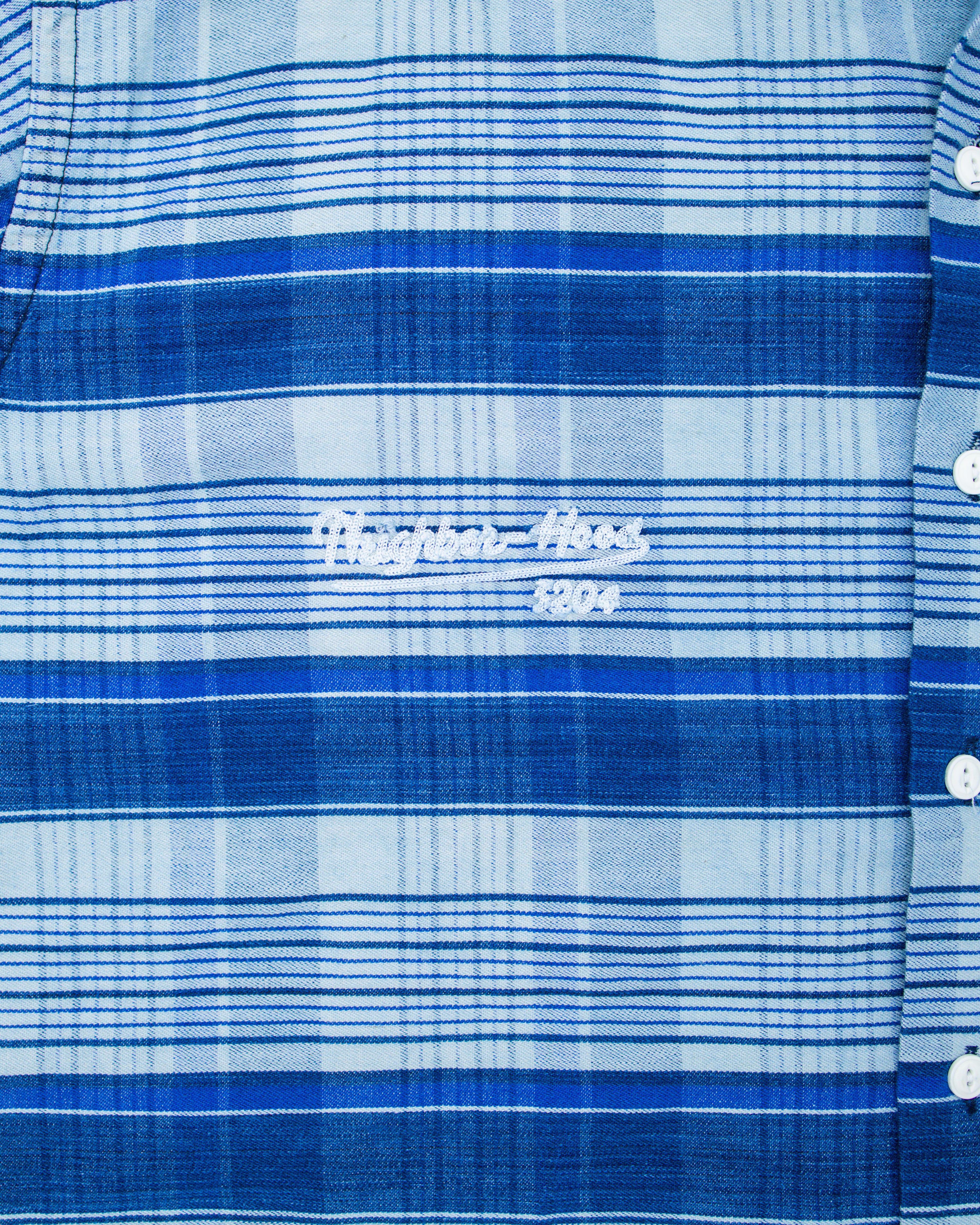 2000s Neighborhood Blue Plaid Chain Stitch Flannel