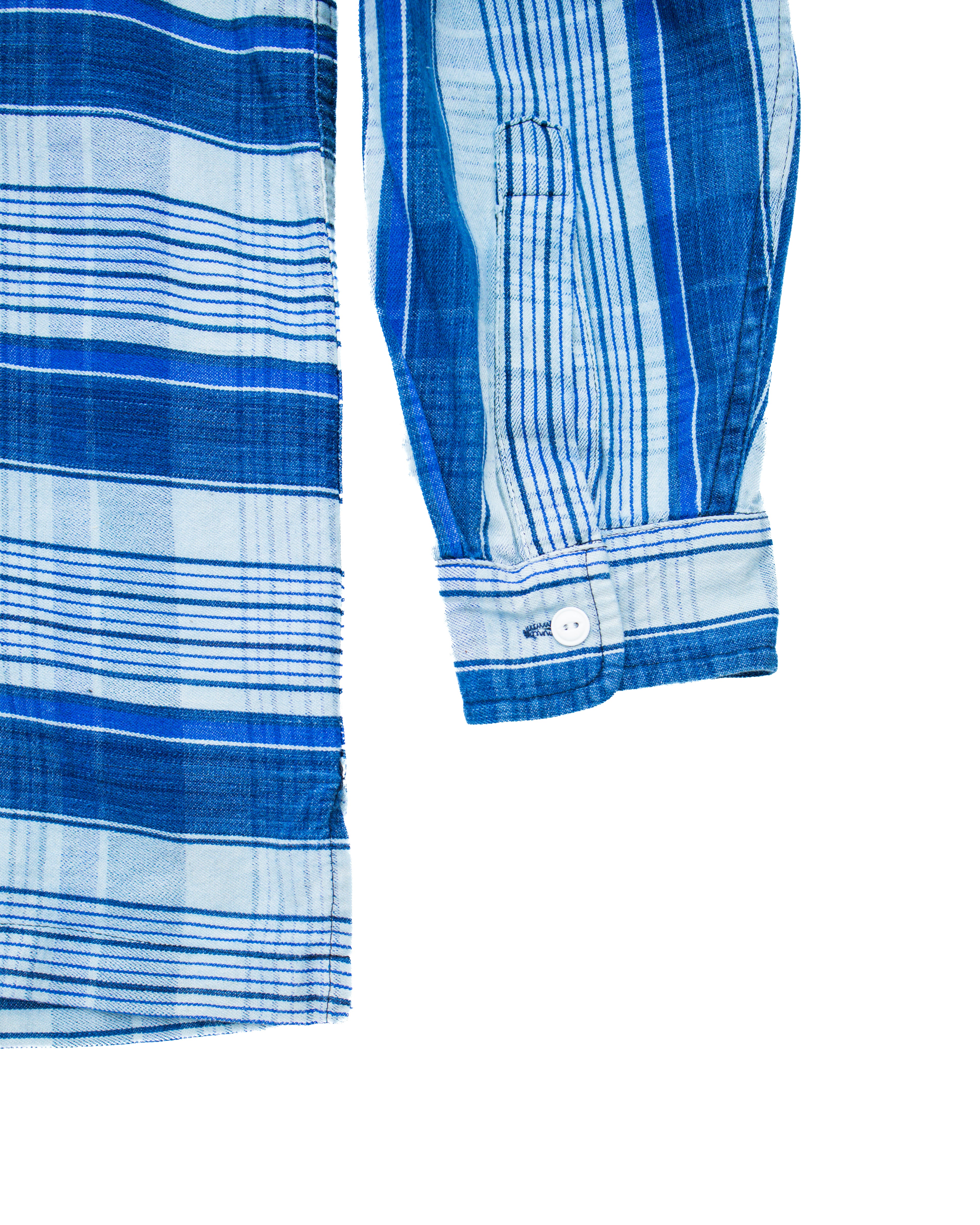 2000s Neighborhood Blue Plaid Chain Stitch Flannel