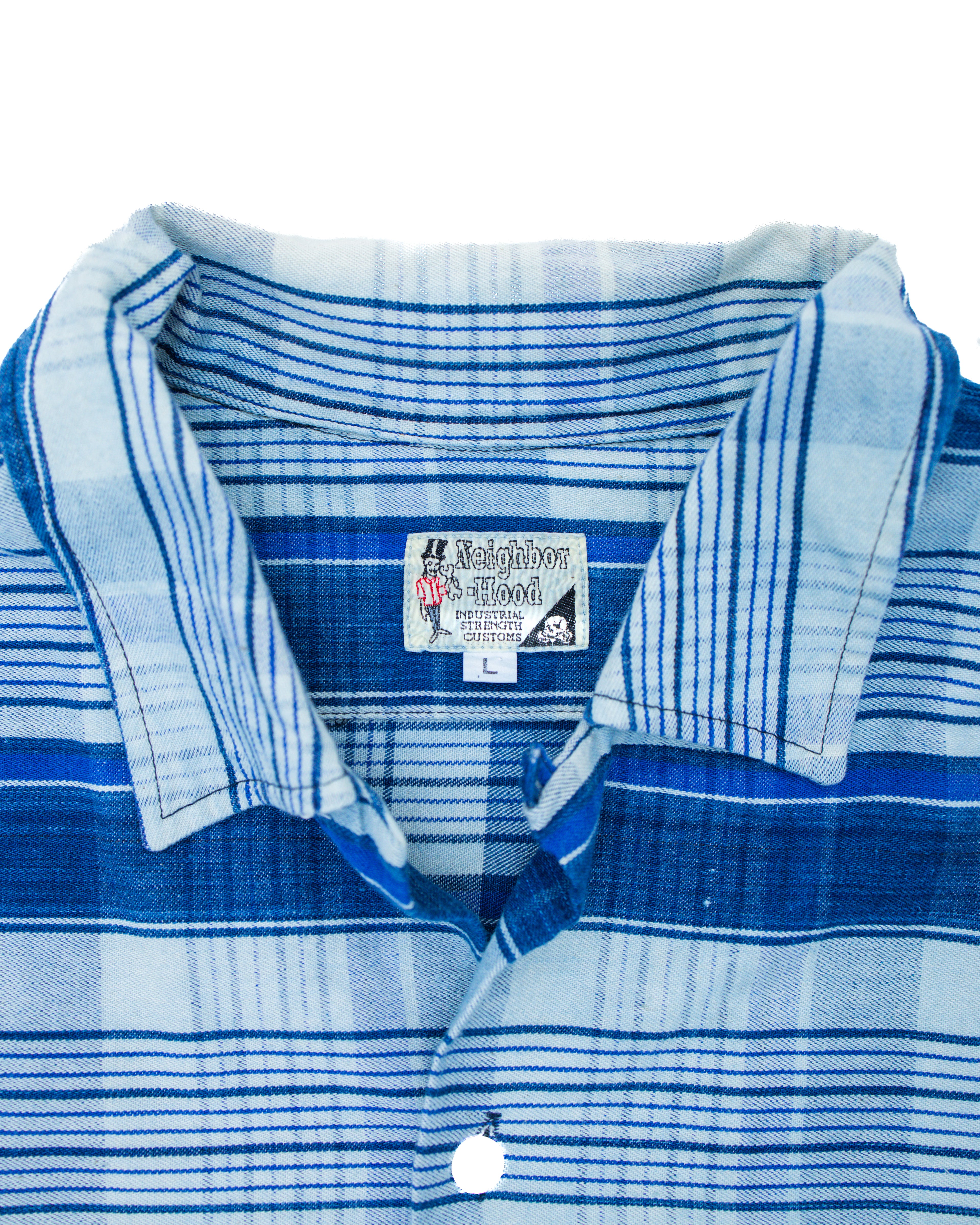 2000s Neighborhood Blue Plaid Chain Stitch Flannel