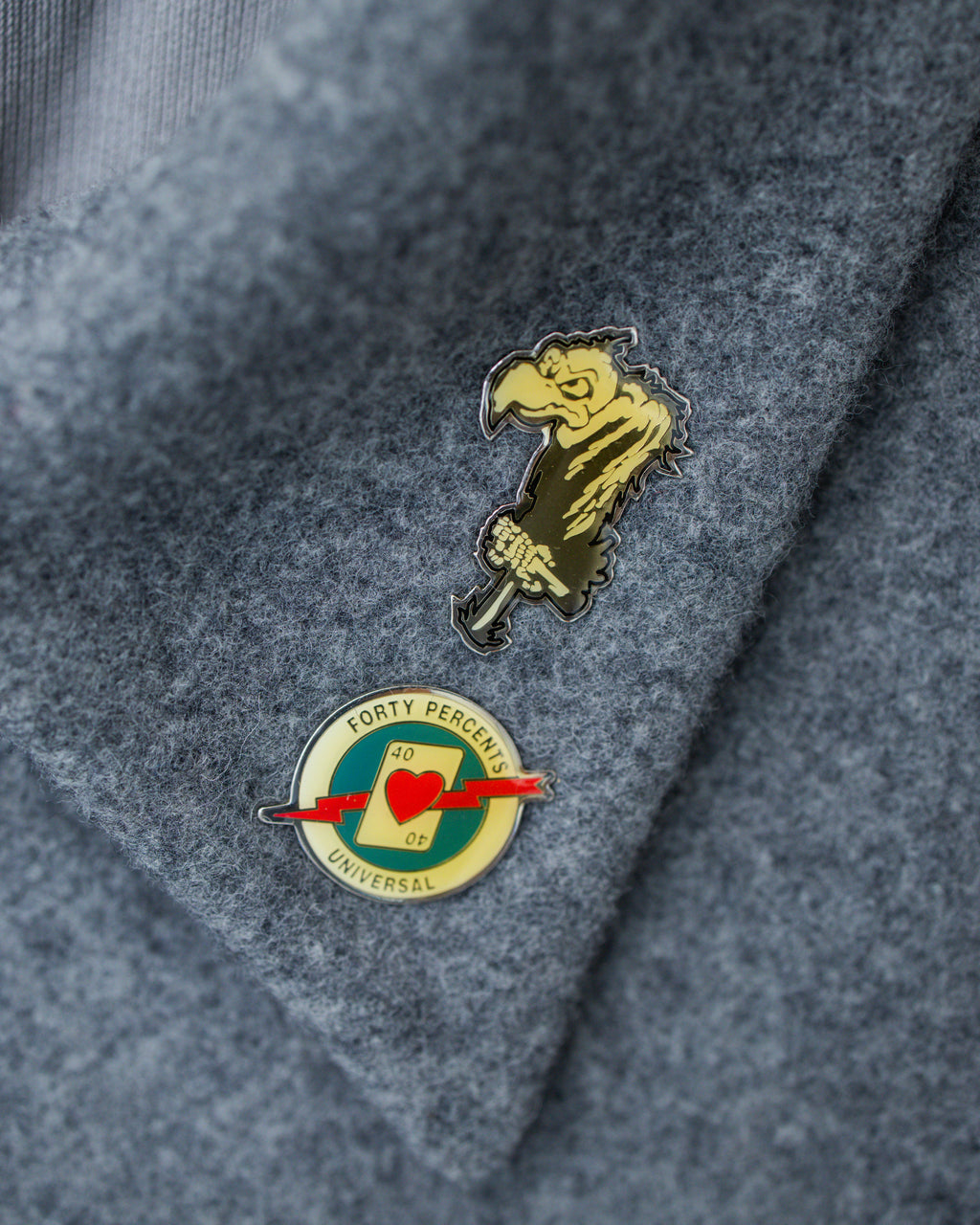 2000s Neighborhood Grey Heavy Peacoat W/ Pins