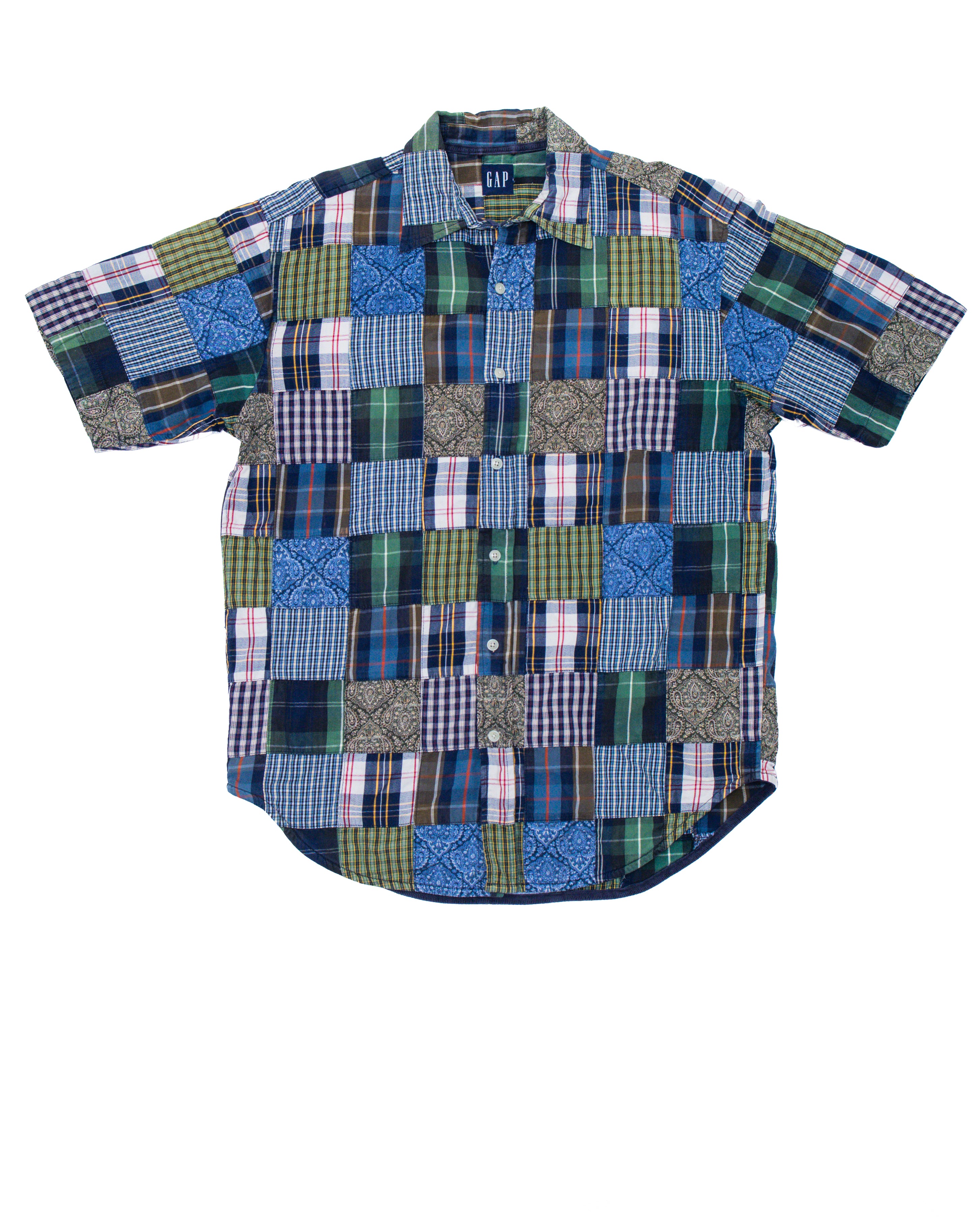 GAP BLUE LABEL MADRAS PATCHWORK PREP SHIRT
