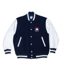 1990s BABAR THE ELEPHANT VARSITY JACKET IN WOOL AND PEBBLED LEATHER