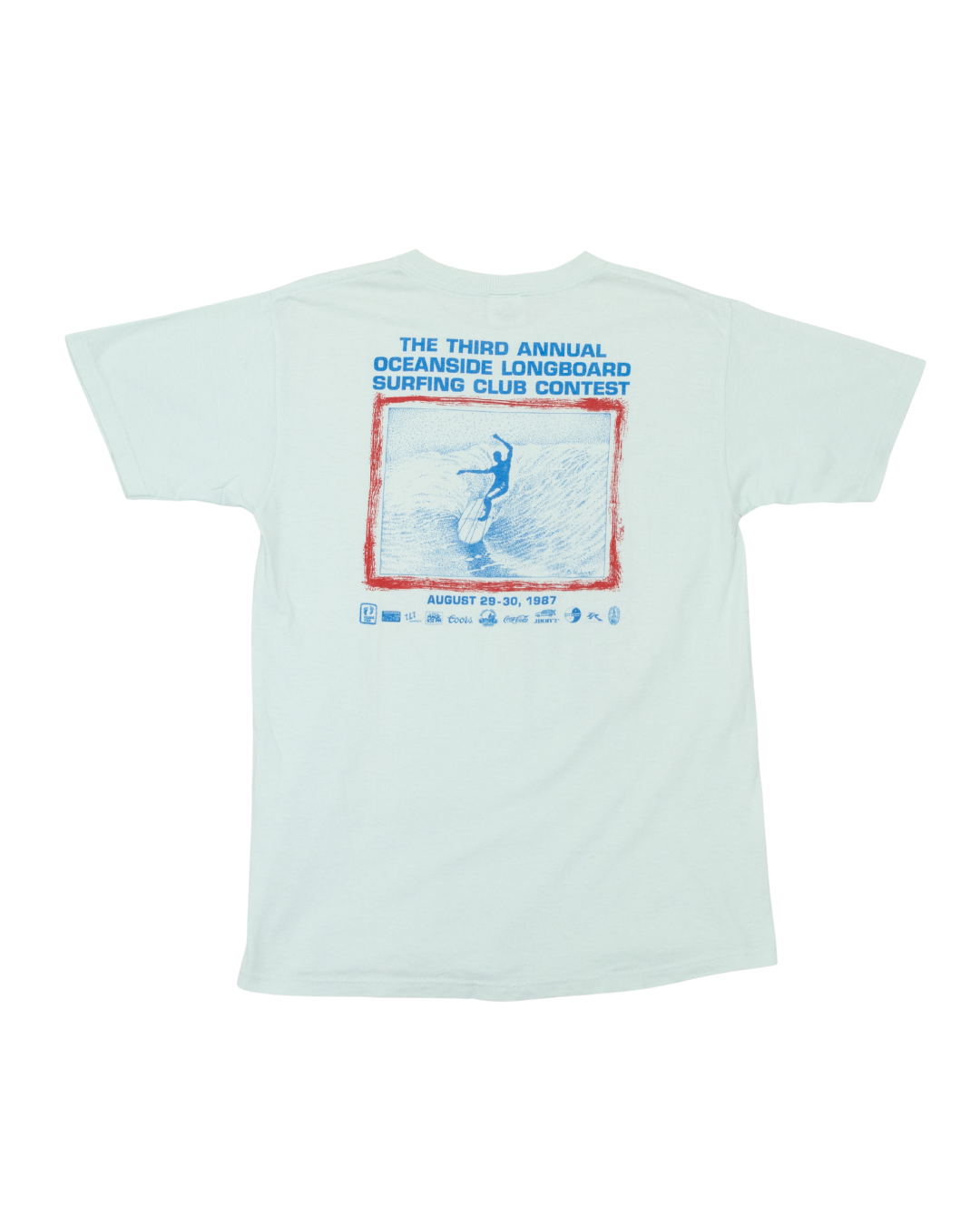 1987 Oceanside Longboard Surfing Club Hang Ten Pier Contest T