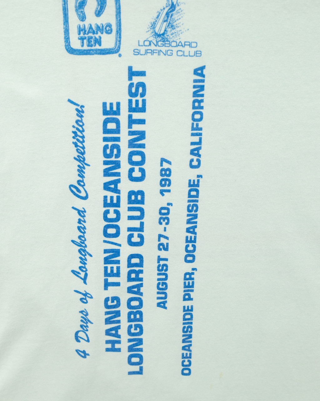1987 Oceanside Longboard Surfing Club Hang Ten Pier Contest T