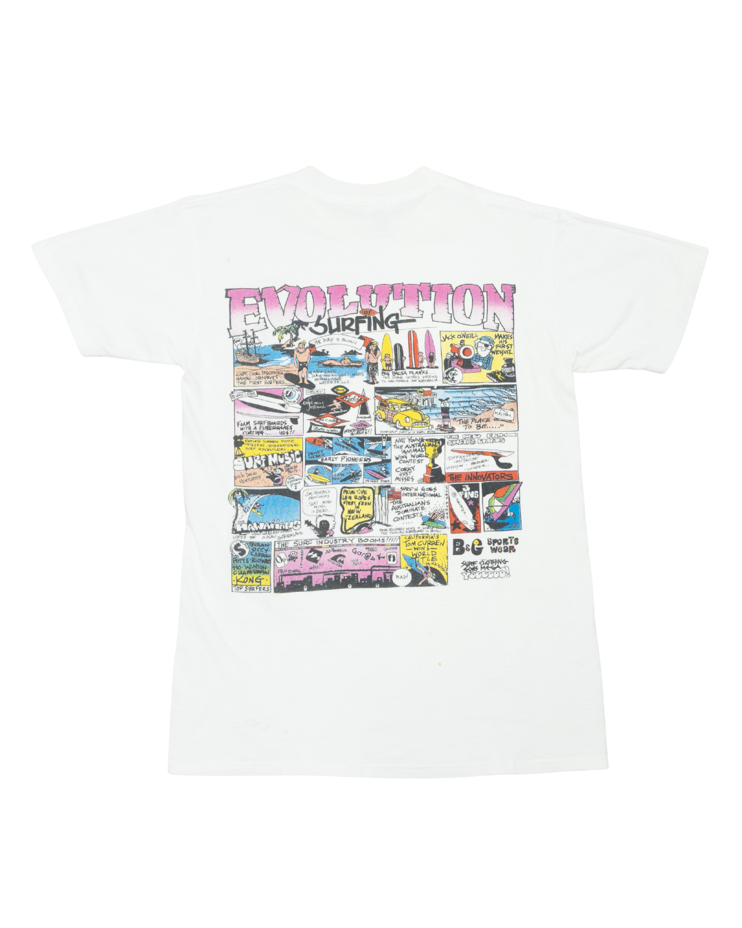 1990s B&G Sports Wear Evolution of Surfing Comic T