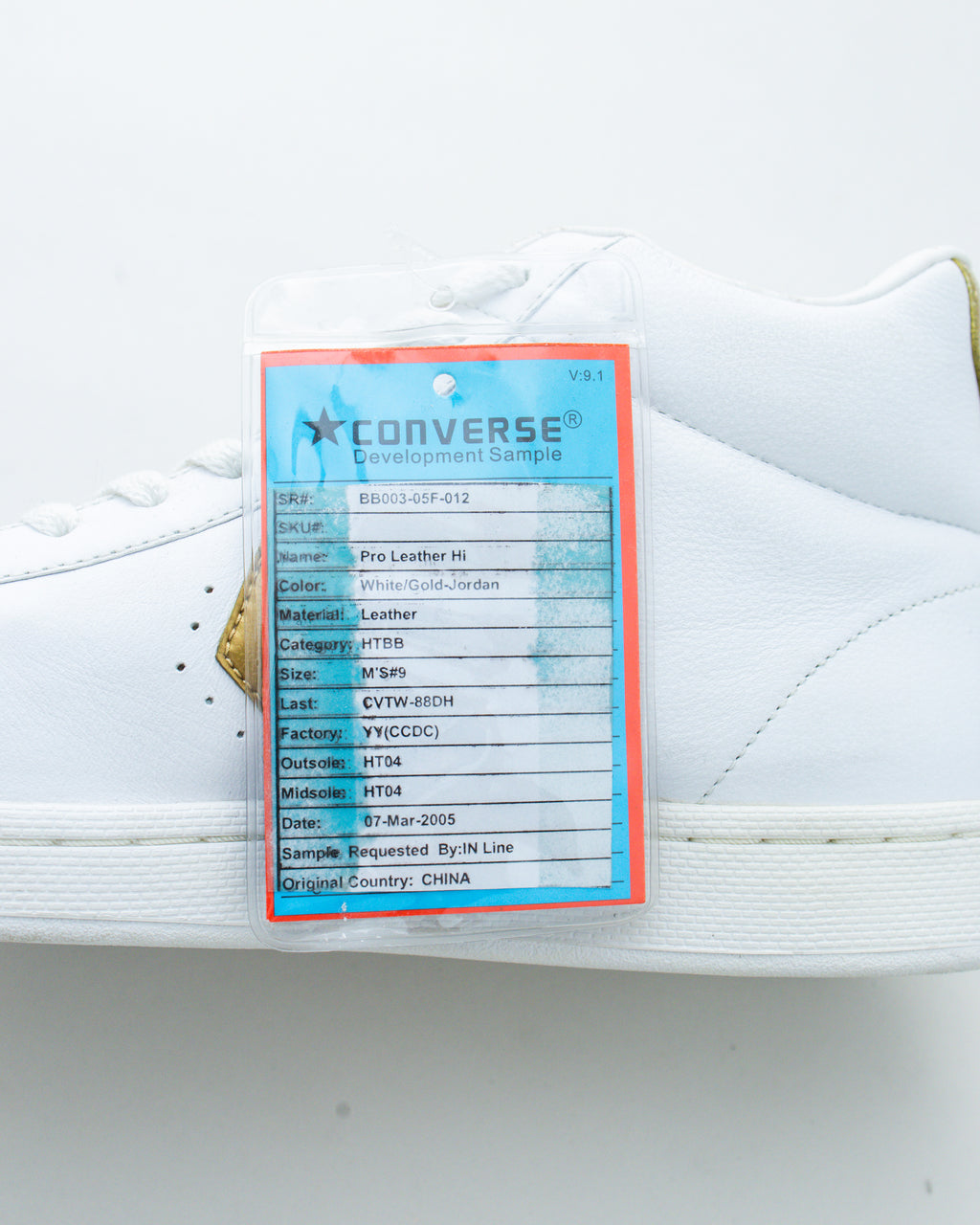 2004 Converse Pro Leather Hi White/Gold Jordan DMP Sample